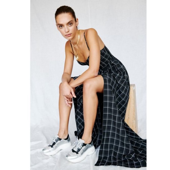 Fame And Partners Plaid Maxi Bustier Dress - Picture 4 of 8